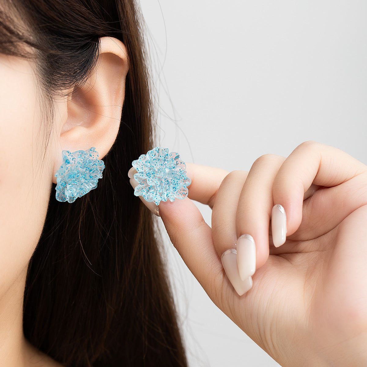 Wholesale Blue hydrangea stud earrings