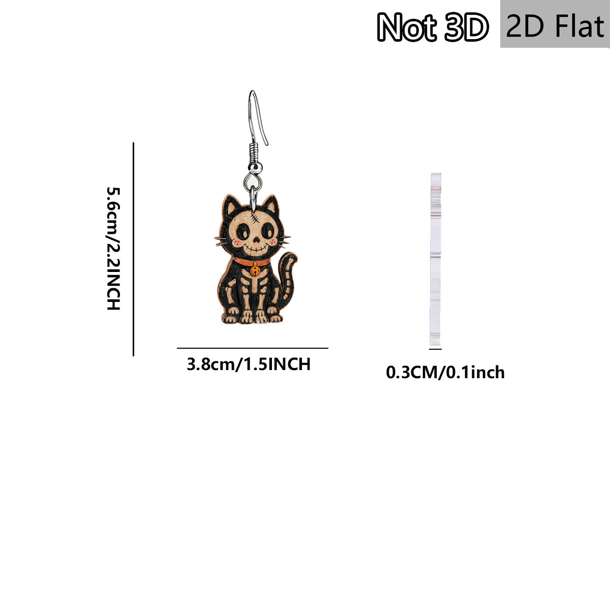 Wholesale Retro  Wooden Drop Earrings With Skull And Black Cat Print Women S Fashion Jewelry