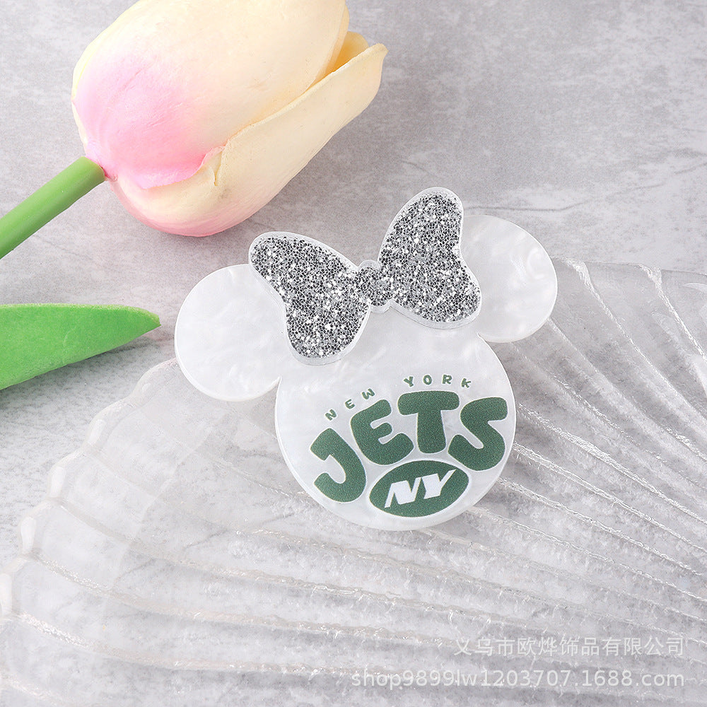 Wholesale 10PCS Acrylic DIY Loose Powder Cartoon Bowknot Brooch Patches