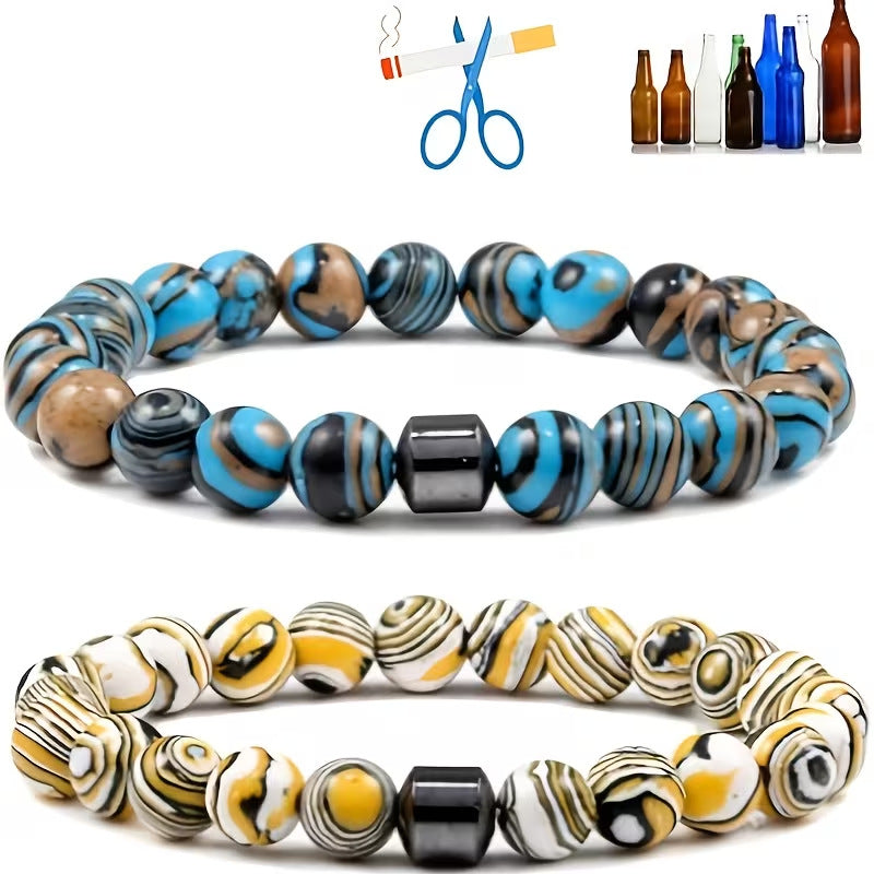 Wholesale Stone Glass Beaded Bracelet Hematite Turquoise Style Blue Geometric Unisex Everyday Wear