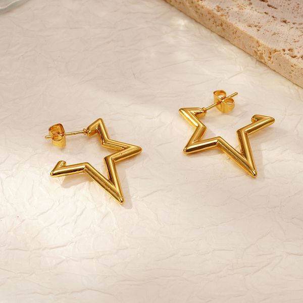Wholesale  five-pointed star stainless steel plated 18K earrings