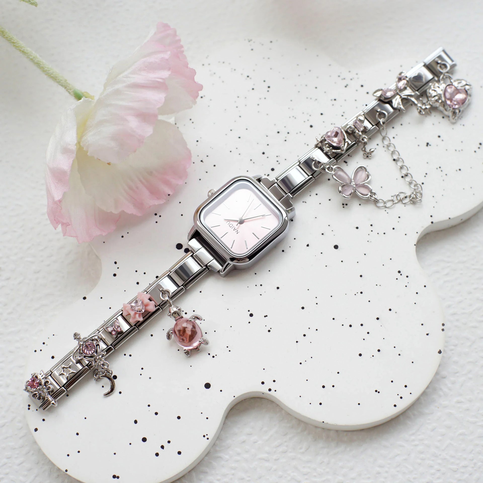 Wholesale Italian Charm Watches Multifunctional Casual DIY gold Module Splicing Diamond Pendant Stainless Steel Watch
