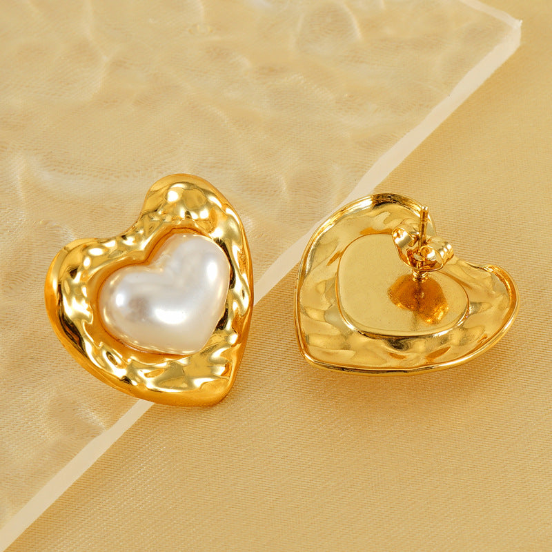 Wholesale Stainless steel  light luxury love oval earrings