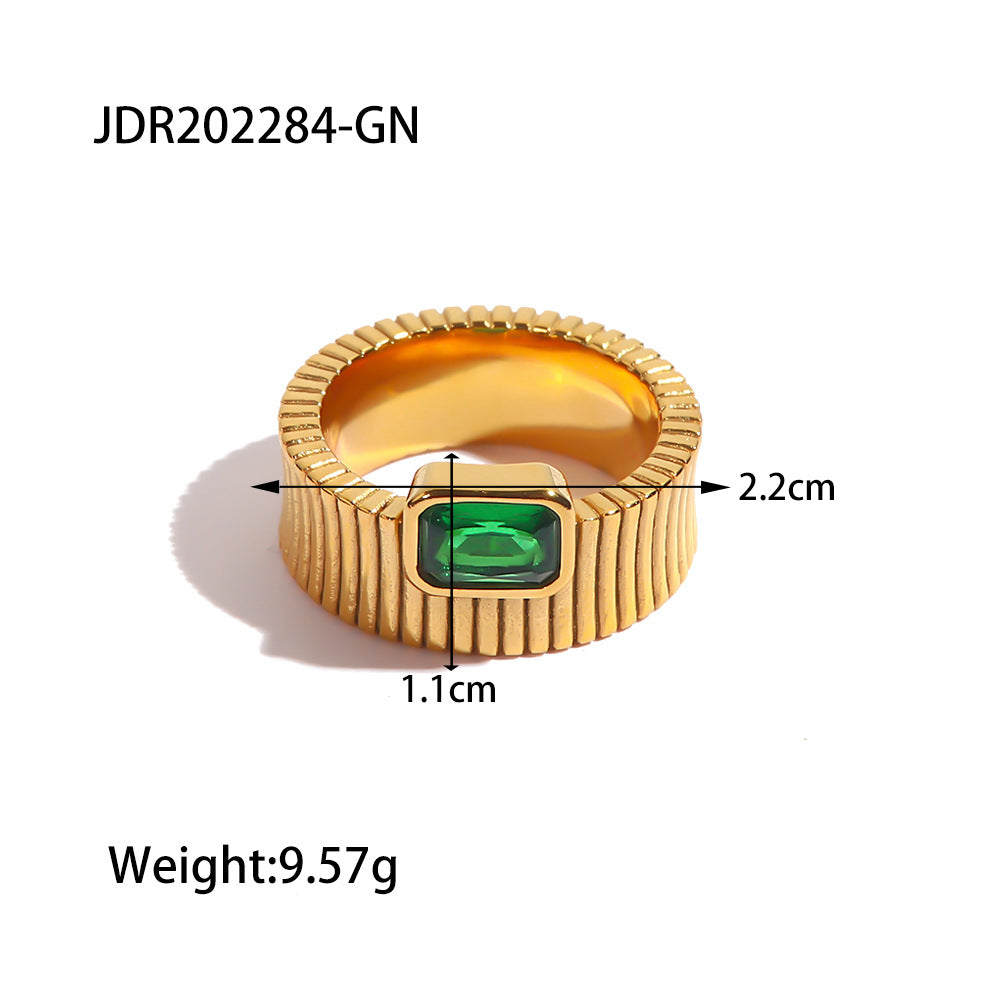 Wholesale Zircon Ring 18K Gold Plated Stainless Steel ACC-RS-Jied002