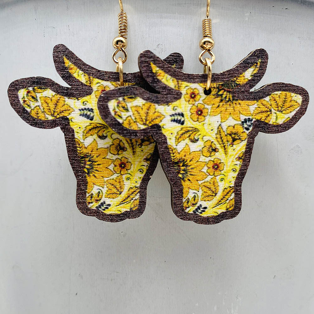 Wholesale Thanksgiving Sunflower Daisy Wood Earrings ACC-ES-ChenY080