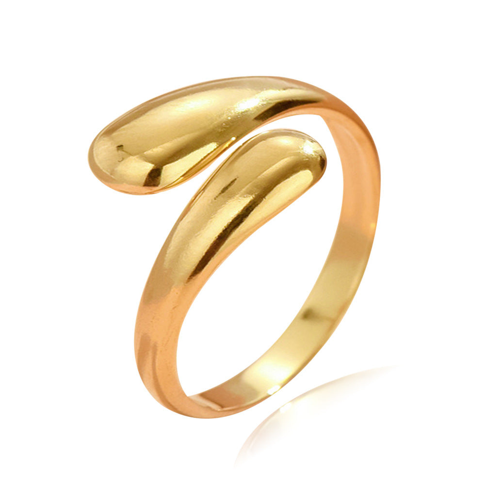 Wholesale water drop opening ring adjustable stainless steel women's gold-plated oil  ring