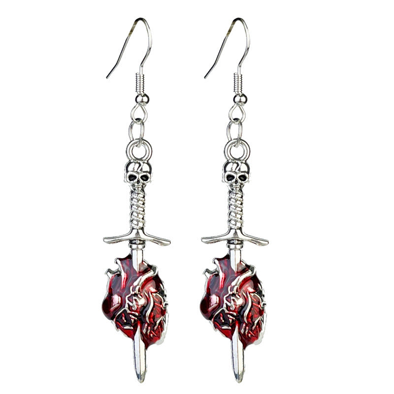 Wholesale 2 Pairs/pack Halloween Skull Skeleton Heart Acrylic Earrings ACC-ES-HY148