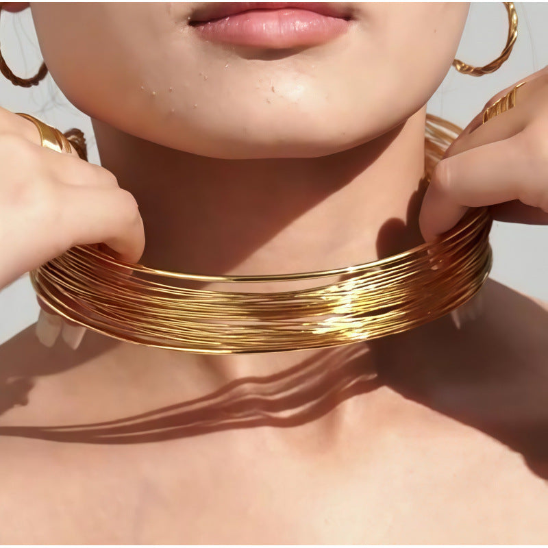 Wholesale Retro Gold Layered Choker Necklace Fashion Bohemian Collarbone Chain Jewelry Accessory For Women Gift
