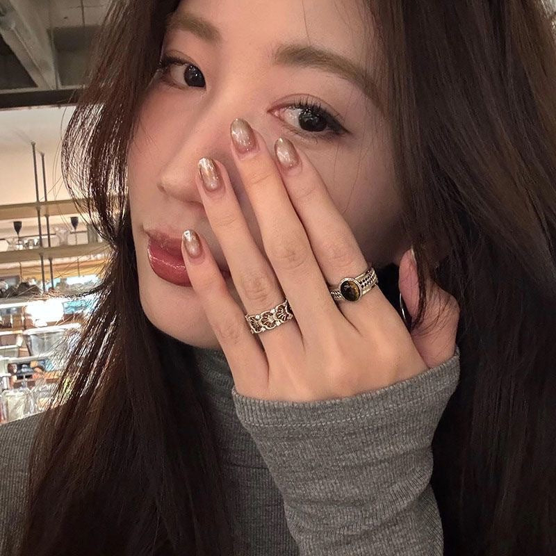 Wholesale Vintage Hollow-Carved Tiger' s Eye Stone Ring,  Alloy Electroplated,  Jewelry Accessory