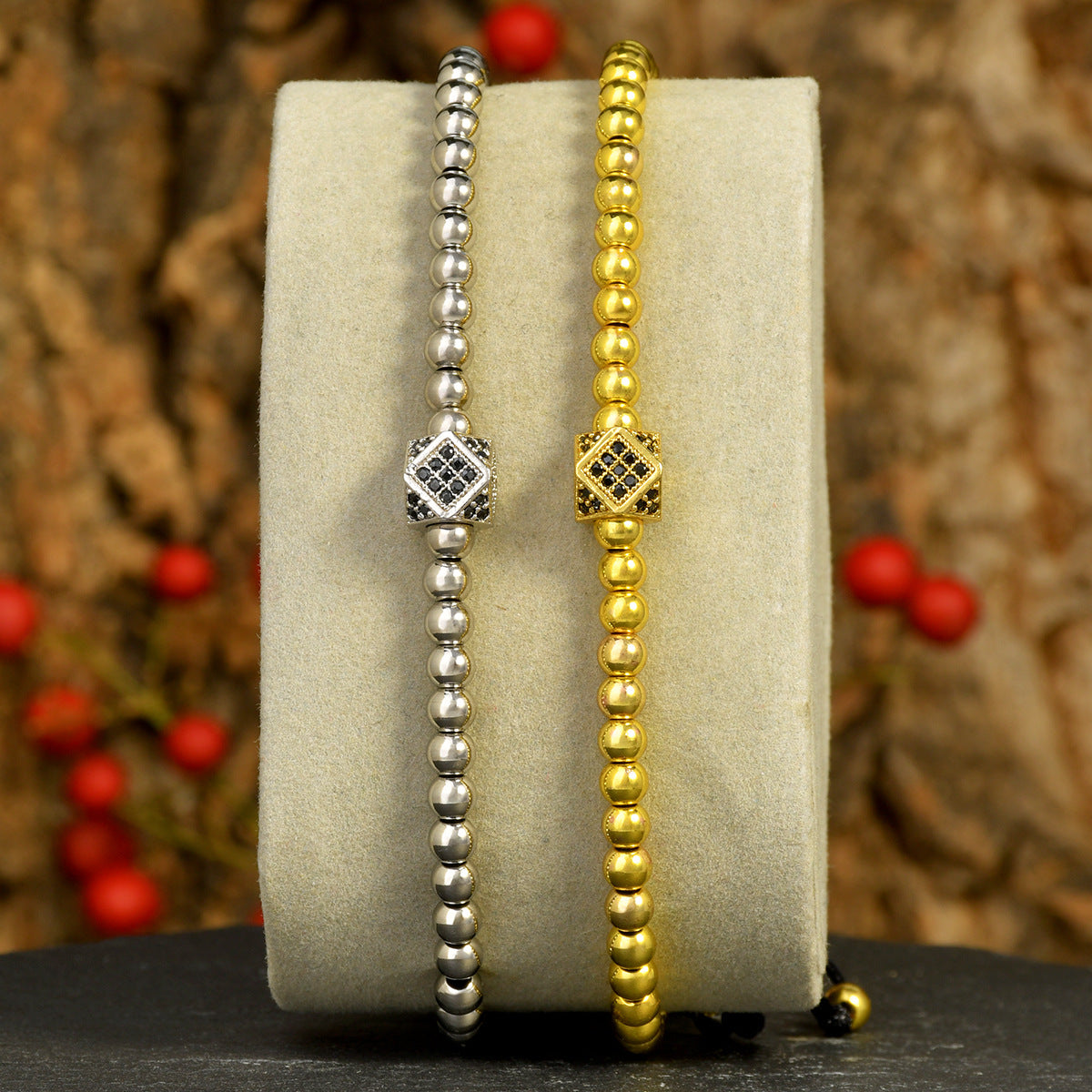 Wholesale European Style Golden Beaded Bracelet Handmade Copper Jewelry for Everyday Wear Boutique Resale