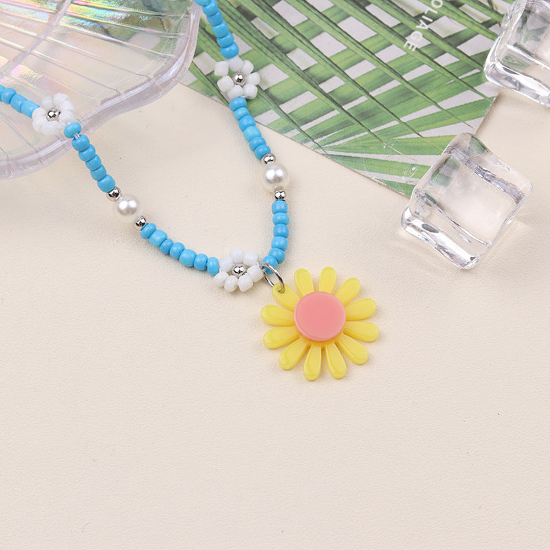 Wholesale  color flower anklet small fresh stitching daisy retro anklets