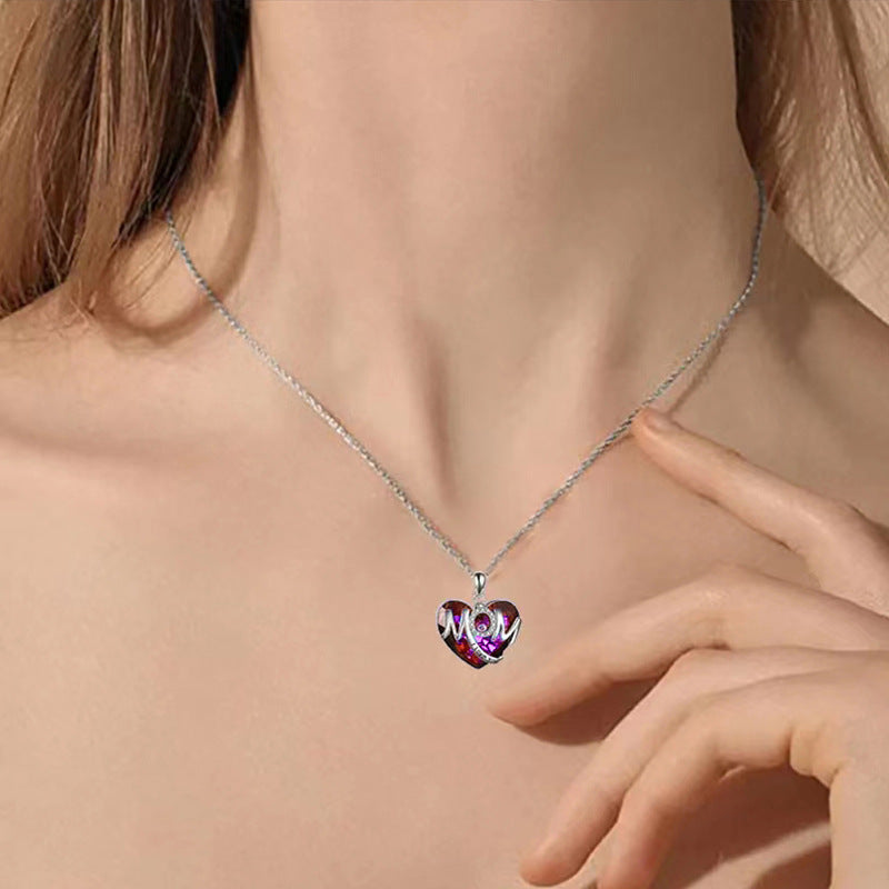 Wholesale Alloy Heart-shaped MOM Mother's Day Gift Necklace ACC-NE-JYS004