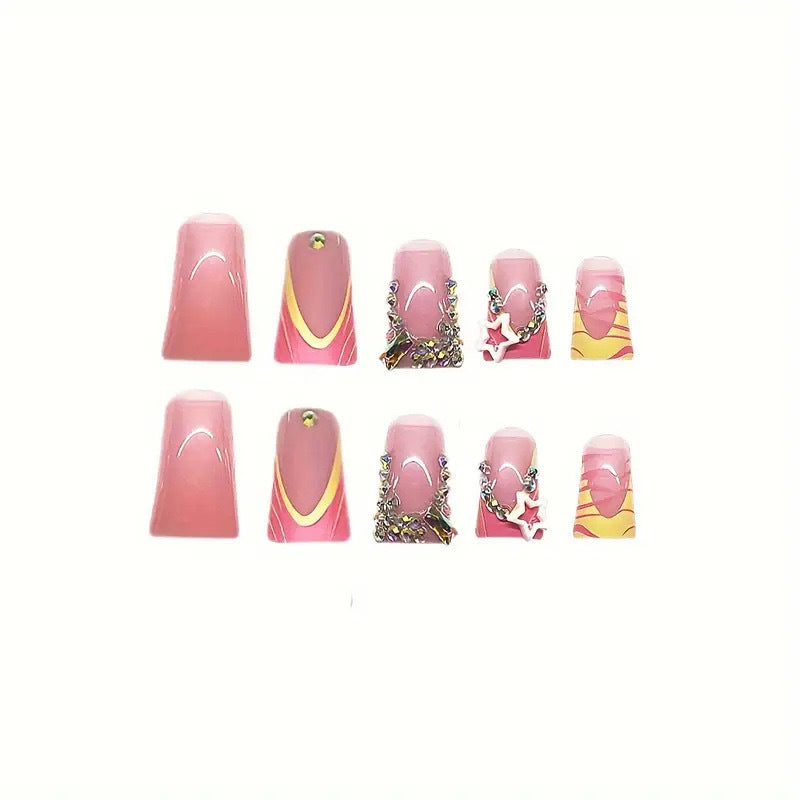 Wholesale 24 Pieces/box Stripe Diamond Star Nails Kits Nail Stickers