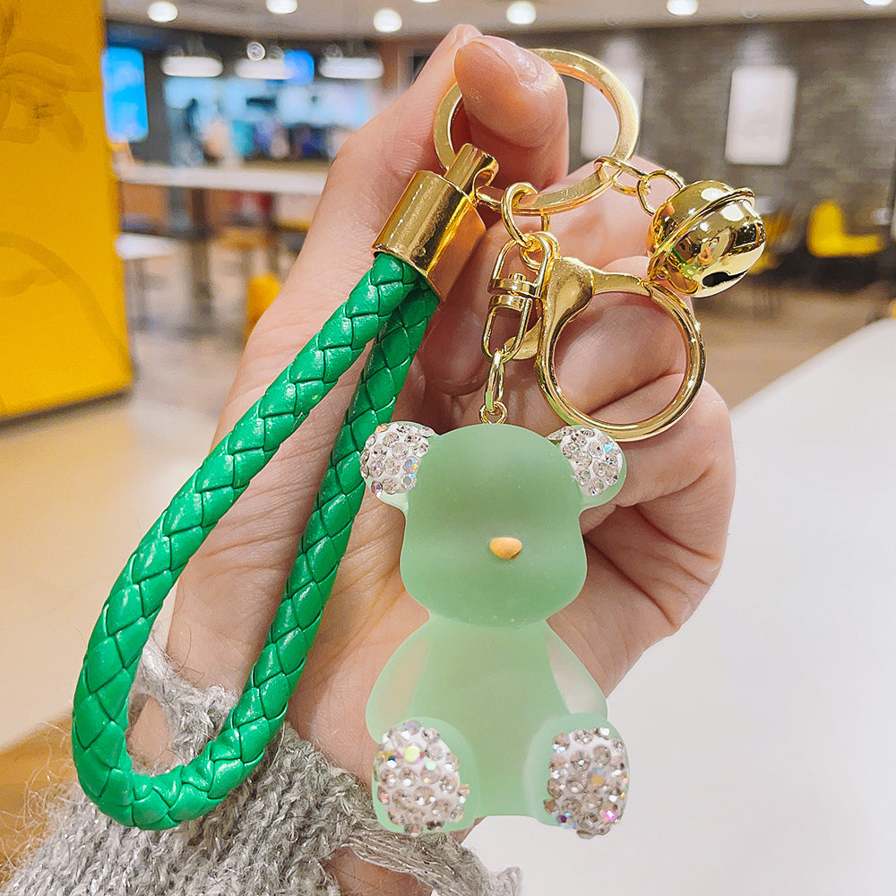 Wholesale Creative diamond doll jelly bear keychain exquisite car Diamond key chain