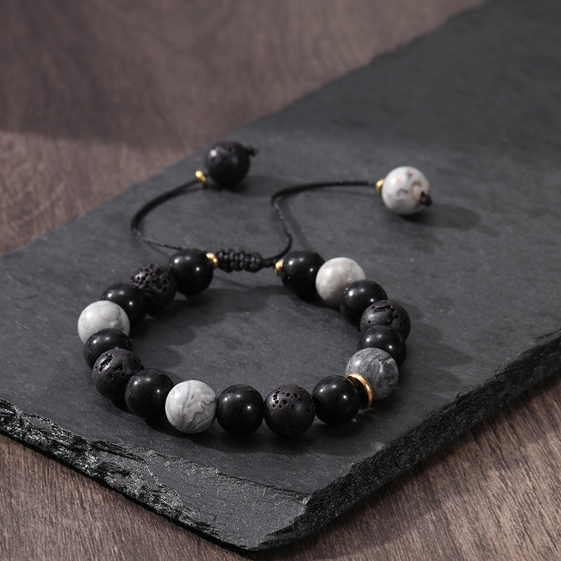 Wholesale Natural Volcanic Stone Snowflake Stone Beads Bracelet
