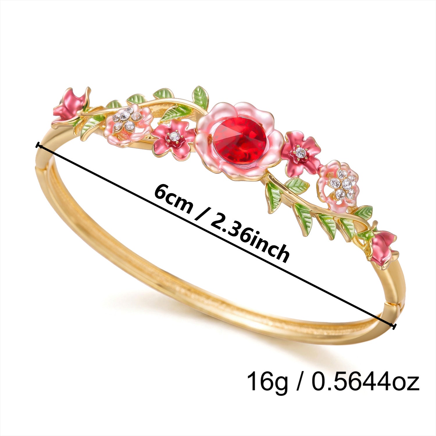 Wholesale Retro Enamel Flower Open Bangle For Women Hollow Out Copper Jewelry Accessory Boutique Resale Party Gift