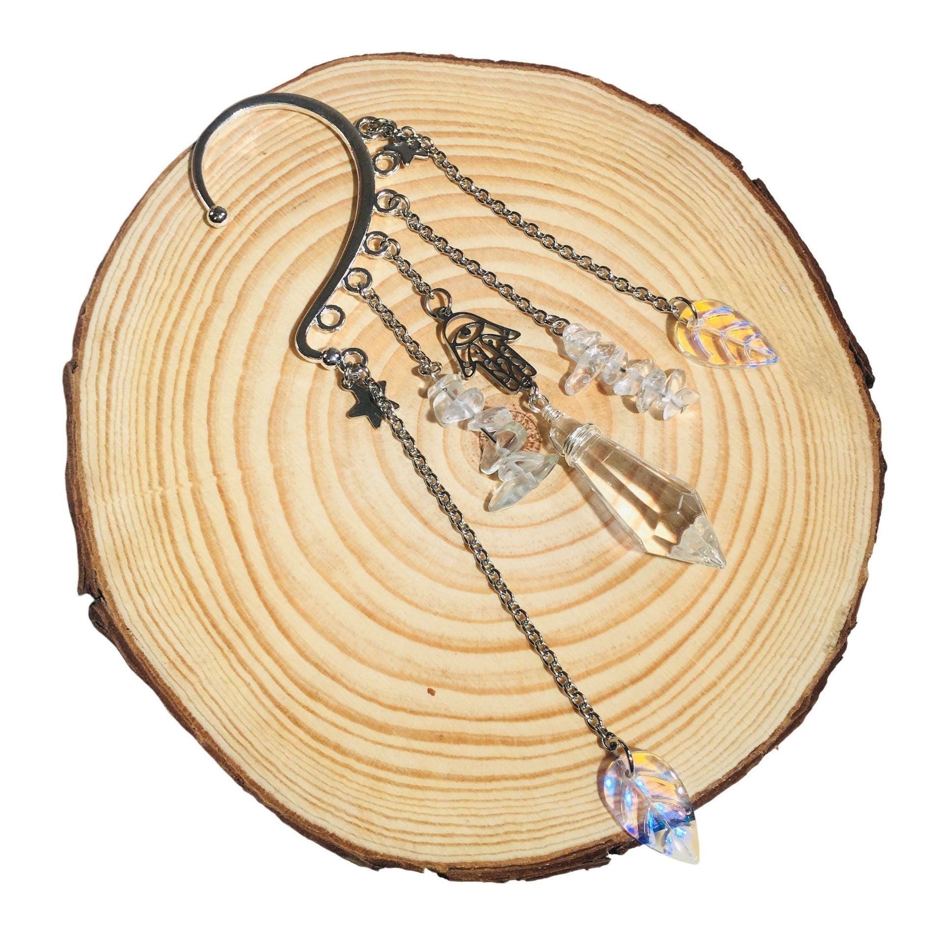 Wholesale Natural Crystal Gravel Elf Holeless Ear Hook Earrings ACC-ES-RongGuan006