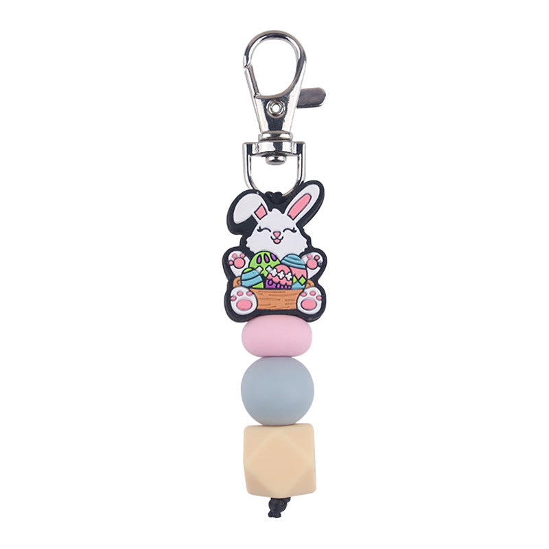 Wholesale Silicone Beaded Bracelet Jewelry Creative DIY Cartoon Rabbit Keychain
