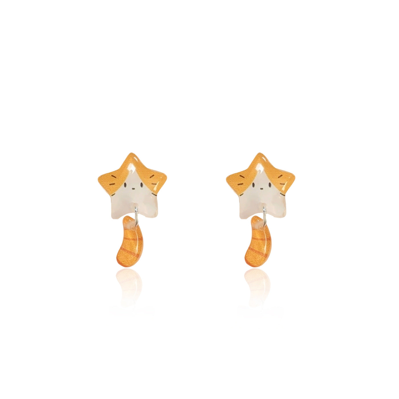 Wholesale Resin star cat tail earrings silver needle design interesting versatile earrings