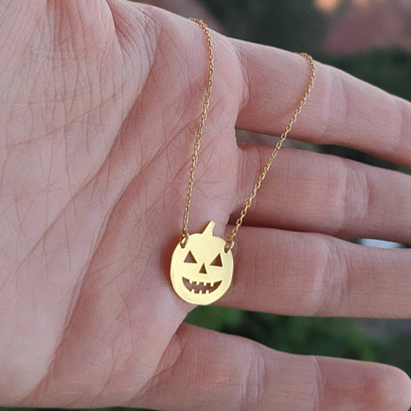 Wholesale AliExpress foreign trade jewelry  small pumpkin smiley face clavicle chain holiday creative ghost fashion pendant