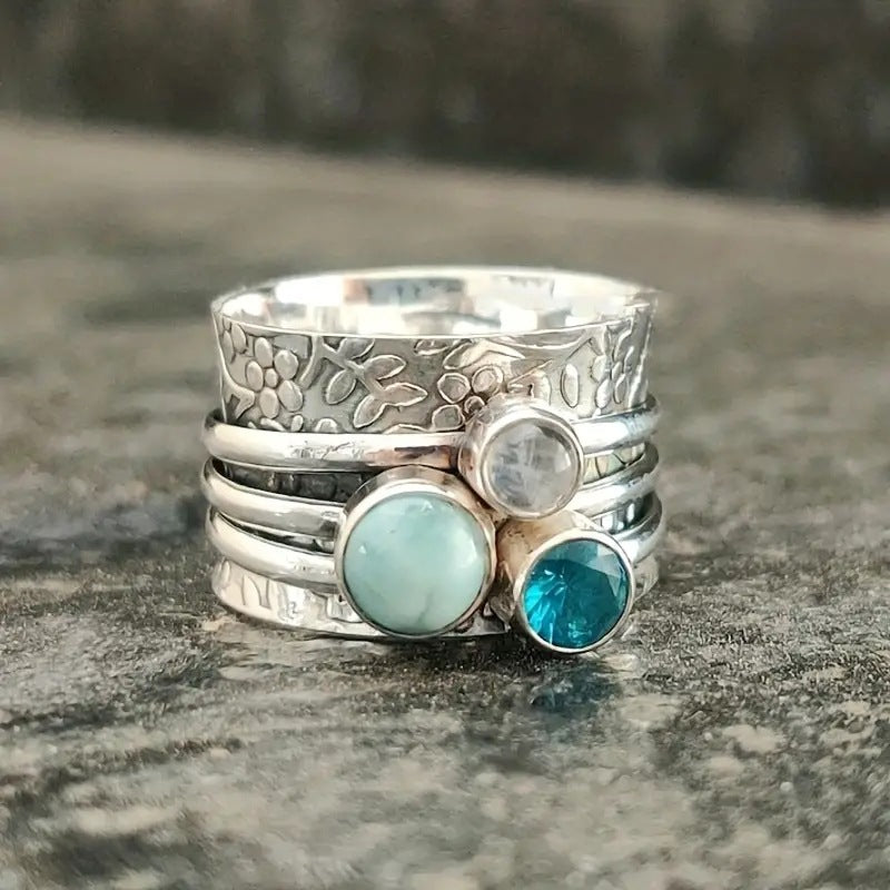 Wholesale Popular Alloy Colorful Stone Ring Aliexpress Hot-Selling Fashion Personalized Ring