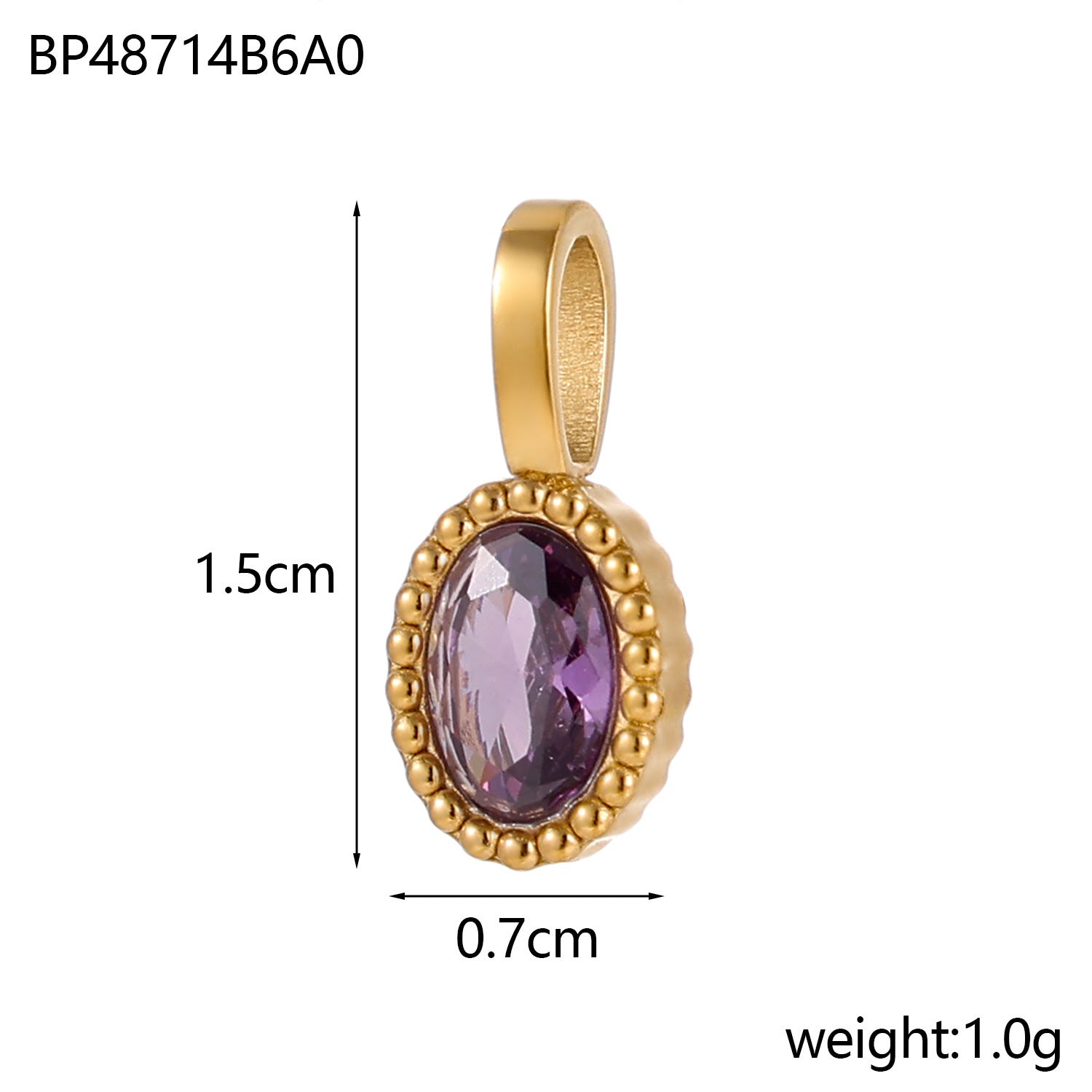 Wholesale Colored Zircon Round DIY Stainless Steel Pendant