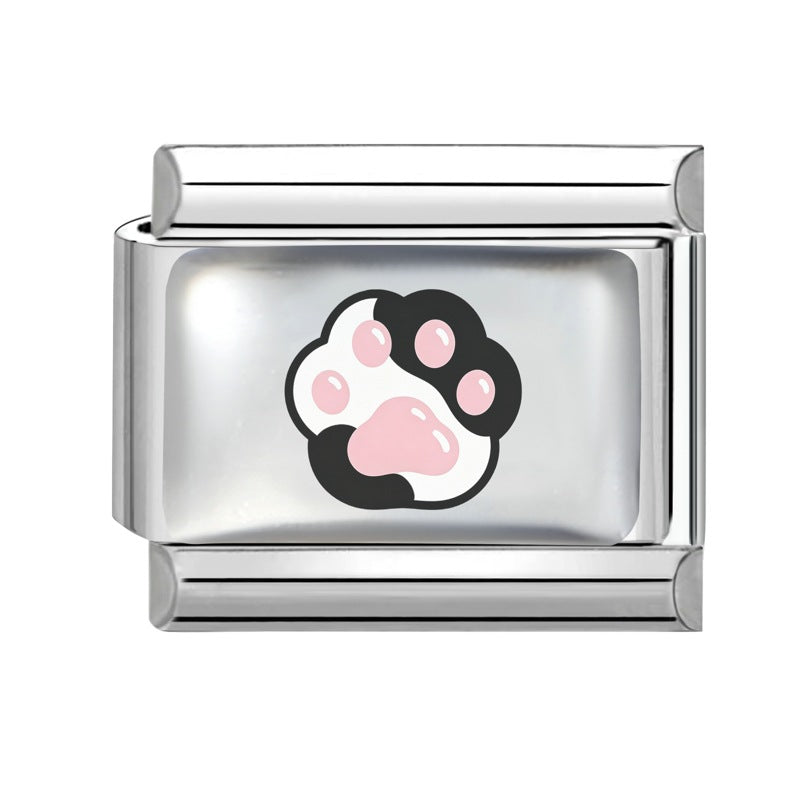 Wholesale Cute Pet Paw Print Charms Stainless Steel For DIY Bracelet Making Fashion Jewelry Accessory Gift