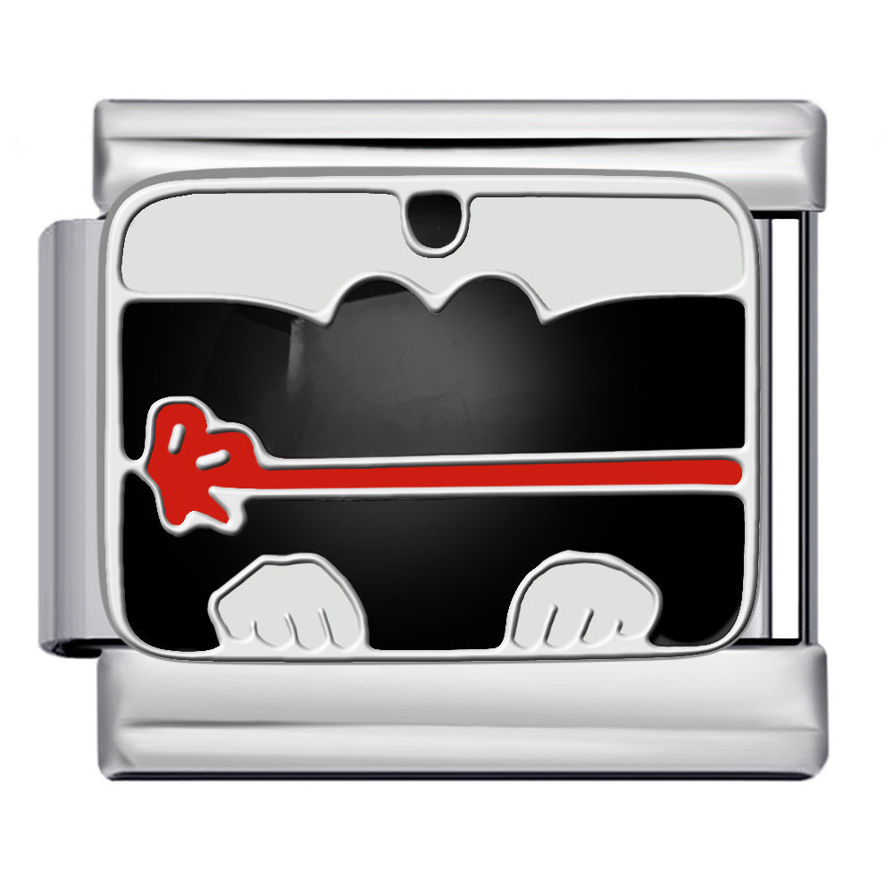 Wholesale Italian DIY  modular Charms Titanium steel oil drip welding pattern strap Charms