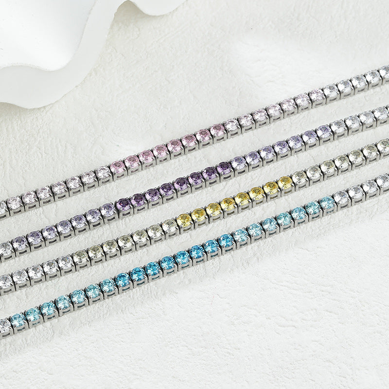 Wholesale  gradient zircon bracelet 4MM stainless steel polished jewelry