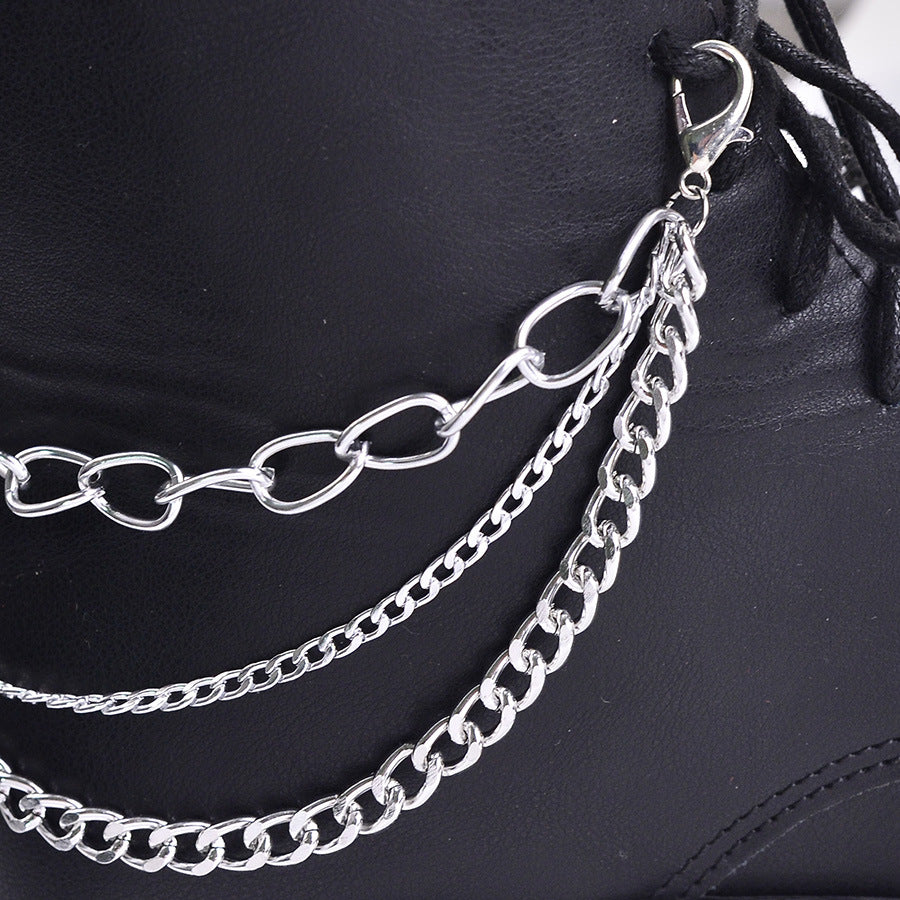 Wholesale Vintage Punk 3 Layer Chain Boot Buckle Shoe Accessory Electroplated Alloy Trendy Style For Resale