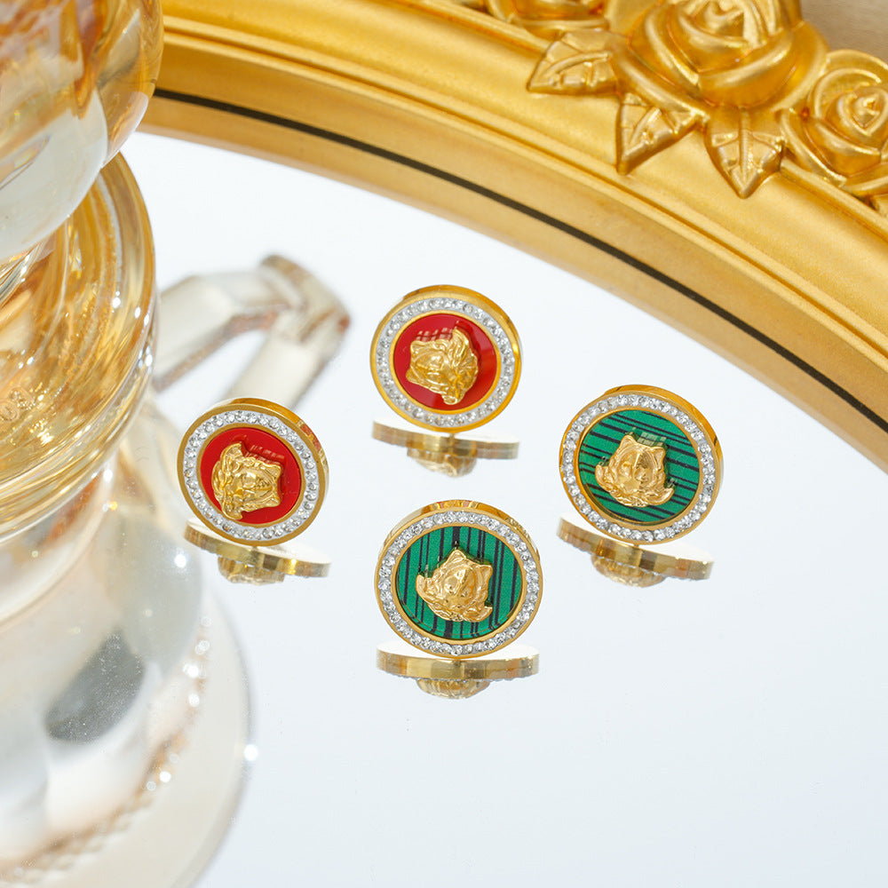 Wholesale European Style Titanium Steel Enamel Earrings Fashion Accessory Boutique Jewelry
