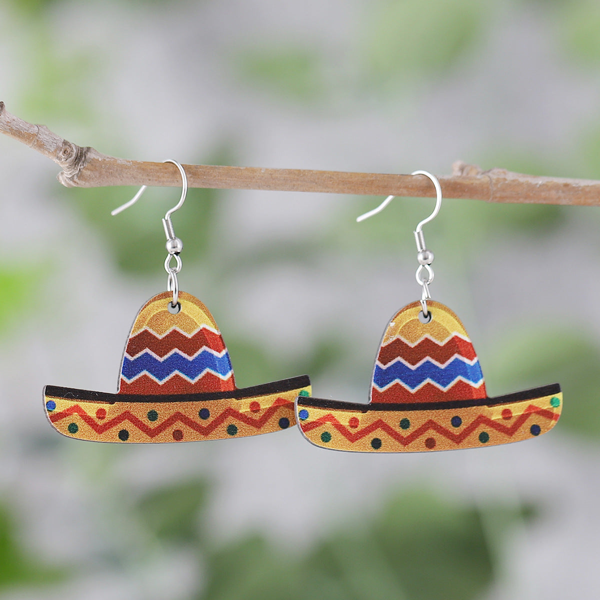 Wholesale cute color donkey beast cactus wooden double-sided earrings