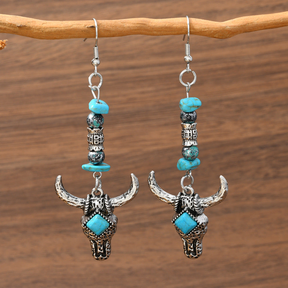 Wholesale Retro Bohemian Turquoise Western Style Earring