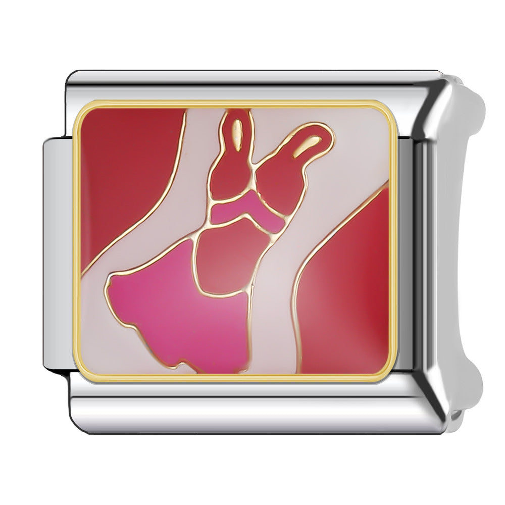 Wholesale Italian Charm Bracelet 9mm DIY Splicing Red Female Series Stainless Steel Composable Bracelet