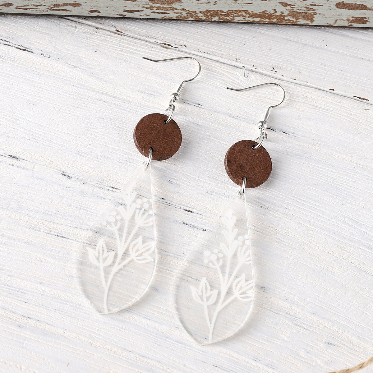 Wholesale Flower Water Drop Stitching Pendant Earrings Acrylic Flower Earrings