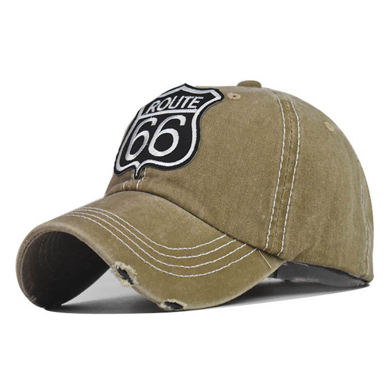 Wholesale 66 Embroidered Washed Cotton Baseball Cap Distressed Sun Hat Outdoor Casual Fashion Accessory