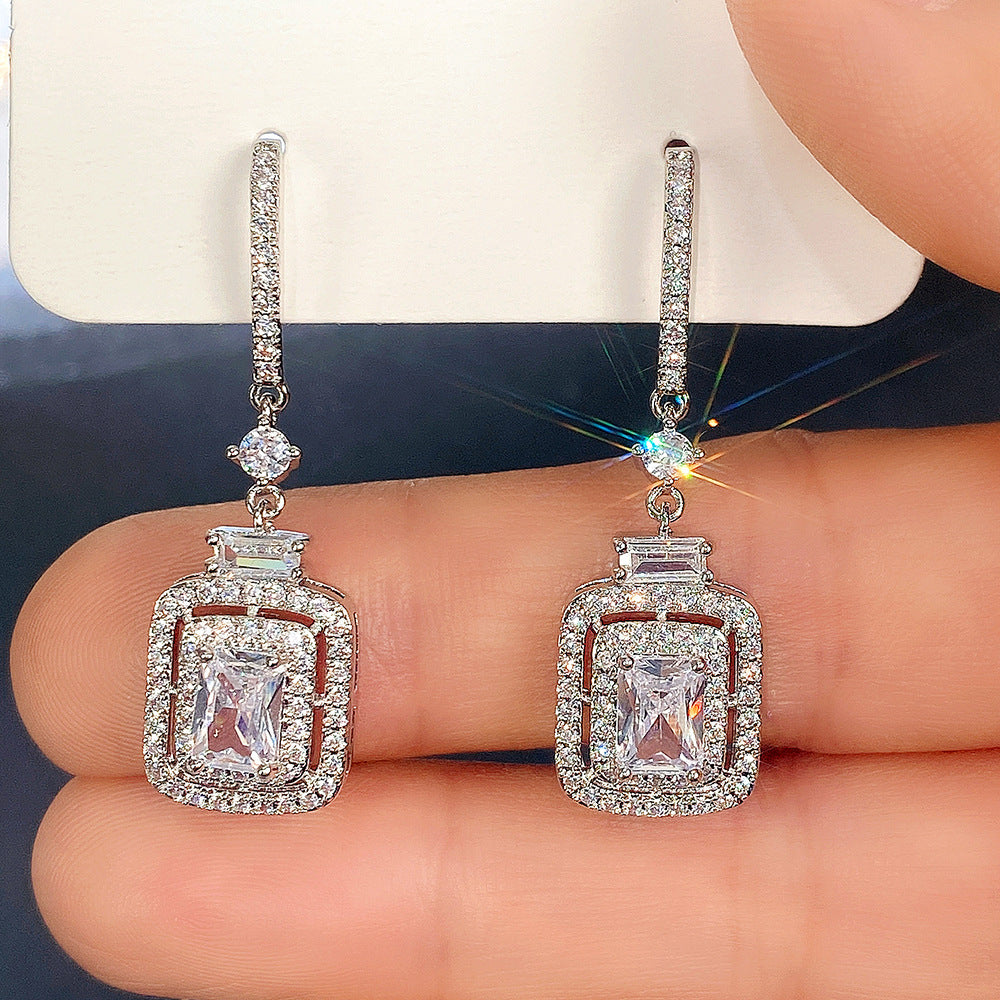 Wholesale Square Diamond Zircon Earrings