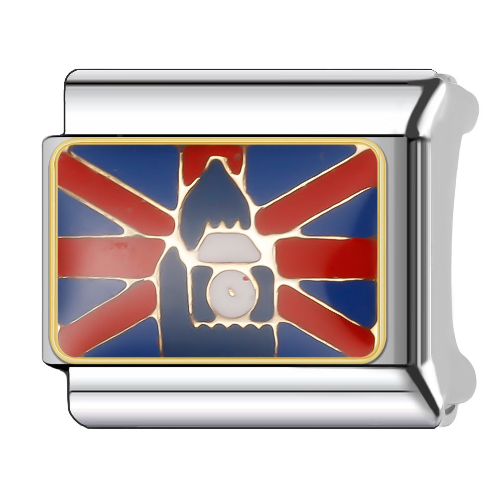 Wholesale Italian Charm Bracelet 9mm DIY Splicing National Tourism Scenic Logo Stainless Steel Composable Bracelet