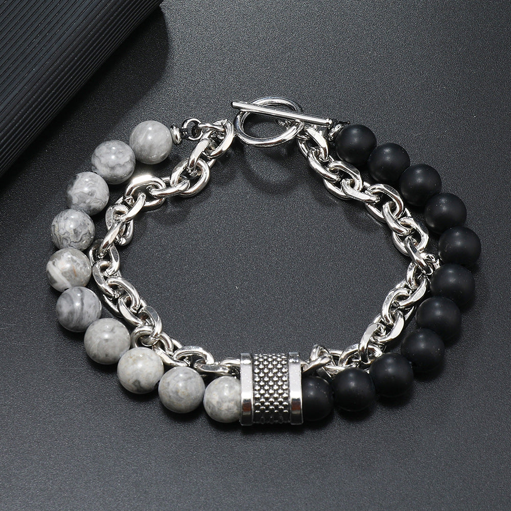 Wholesale  3PCS Men' s beaded natural stone bracelet