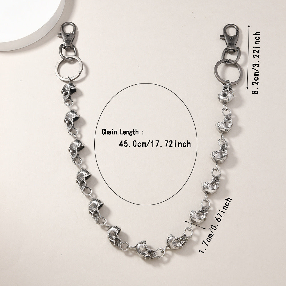 Wholesale  Skull Single-Layer Ghost Head Keychain Ring Decoration Waist Chain