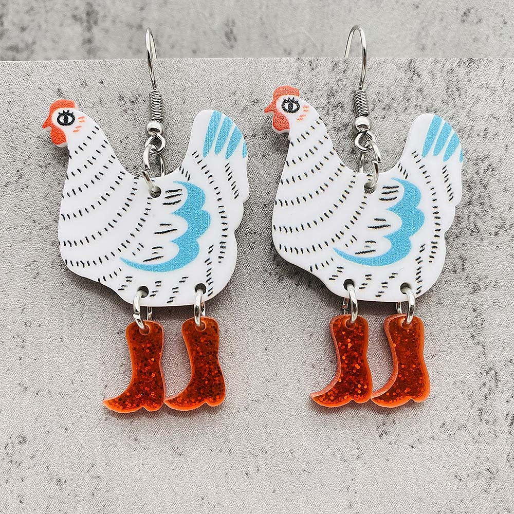Wholesale Halloween Christmas Rooster Acrylic Earrings ACC-ES-ChenY053