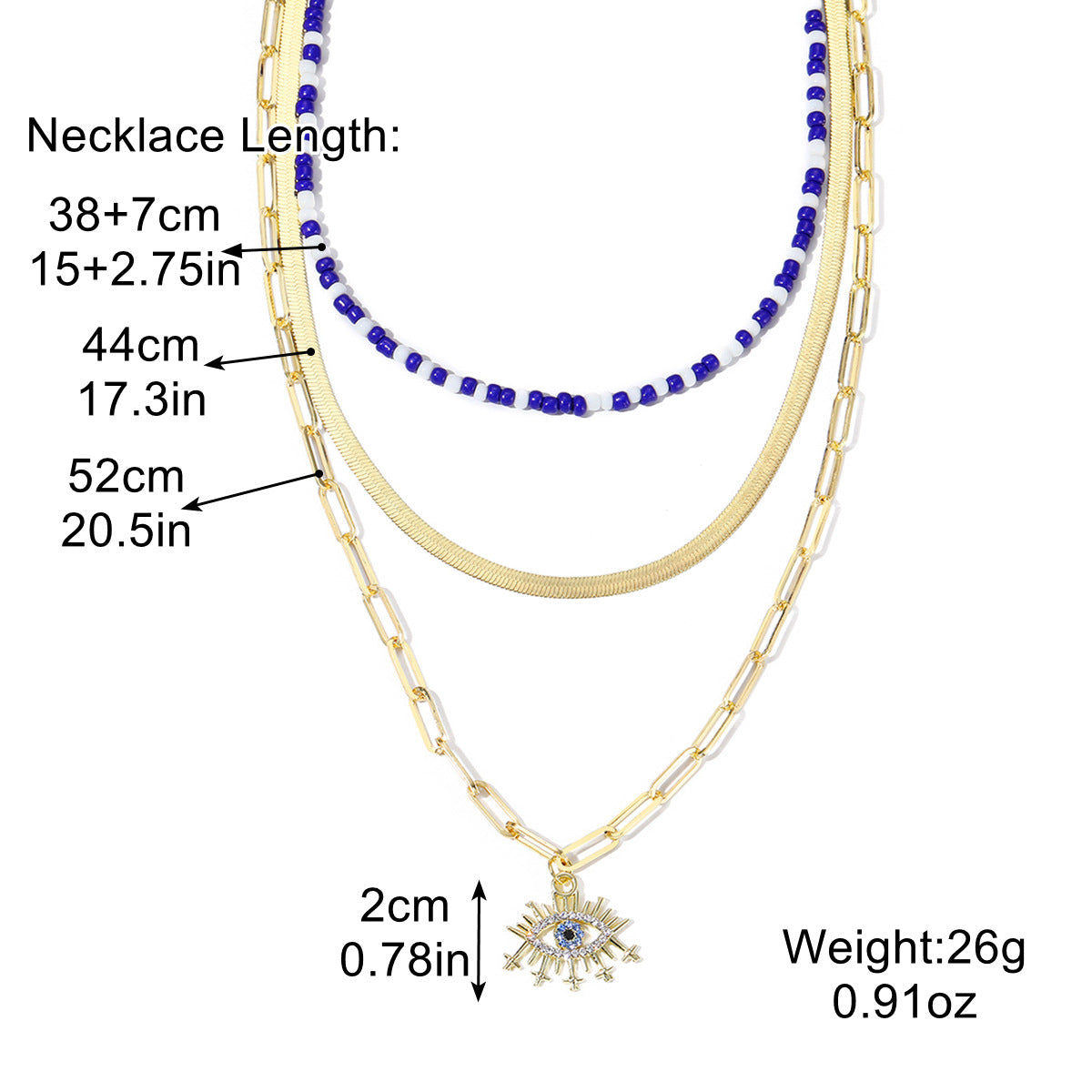 Wholesale Mother's Day Necklace Evil Eye Pendant Multilayer Necklace ACC-NE-ManYi019