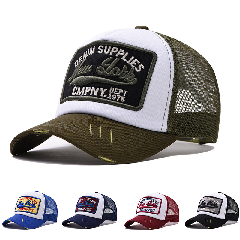 Wholesale Trendy 3D Embroidery New York Baseball Cap Cotton Mesh Patchwork For Men Summer