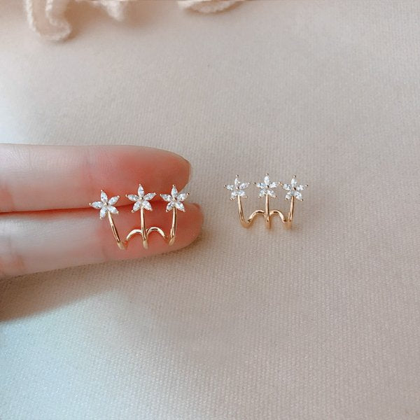 Wholesale S925 silver needle earrings fashion flower zircon Pearl Crystal ear studs earrings