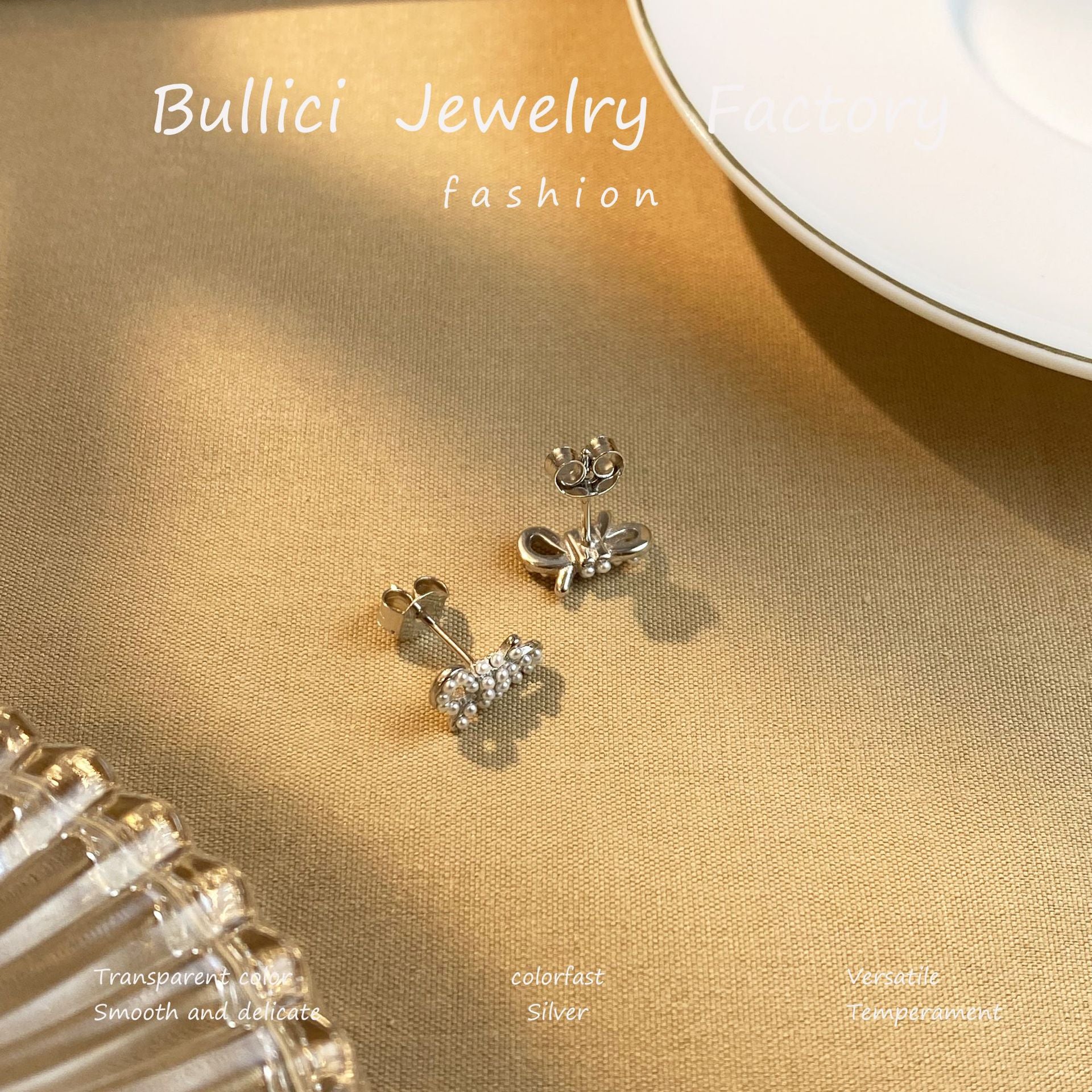 Wholesale S925 Sterling Silver Earrings Girls All-match Pearl Bow Earrings