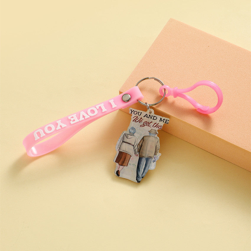 Wholesale English placard couple keychain