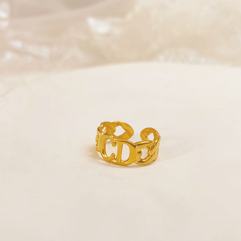 Wholesale  CD letter ring female twist chain open  finger ring