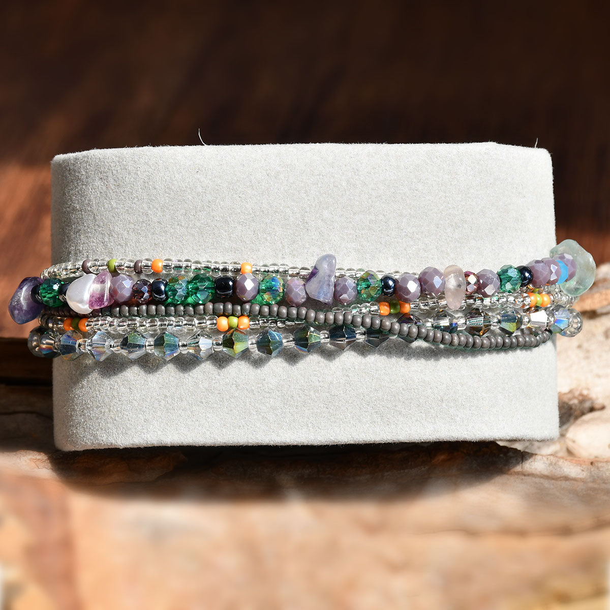 Wholesale Geometric Multi-Layer Woven Colorful Crystal Bead Bracelet,  Women' s Fashion Jewelry Gift for Boutique Resale