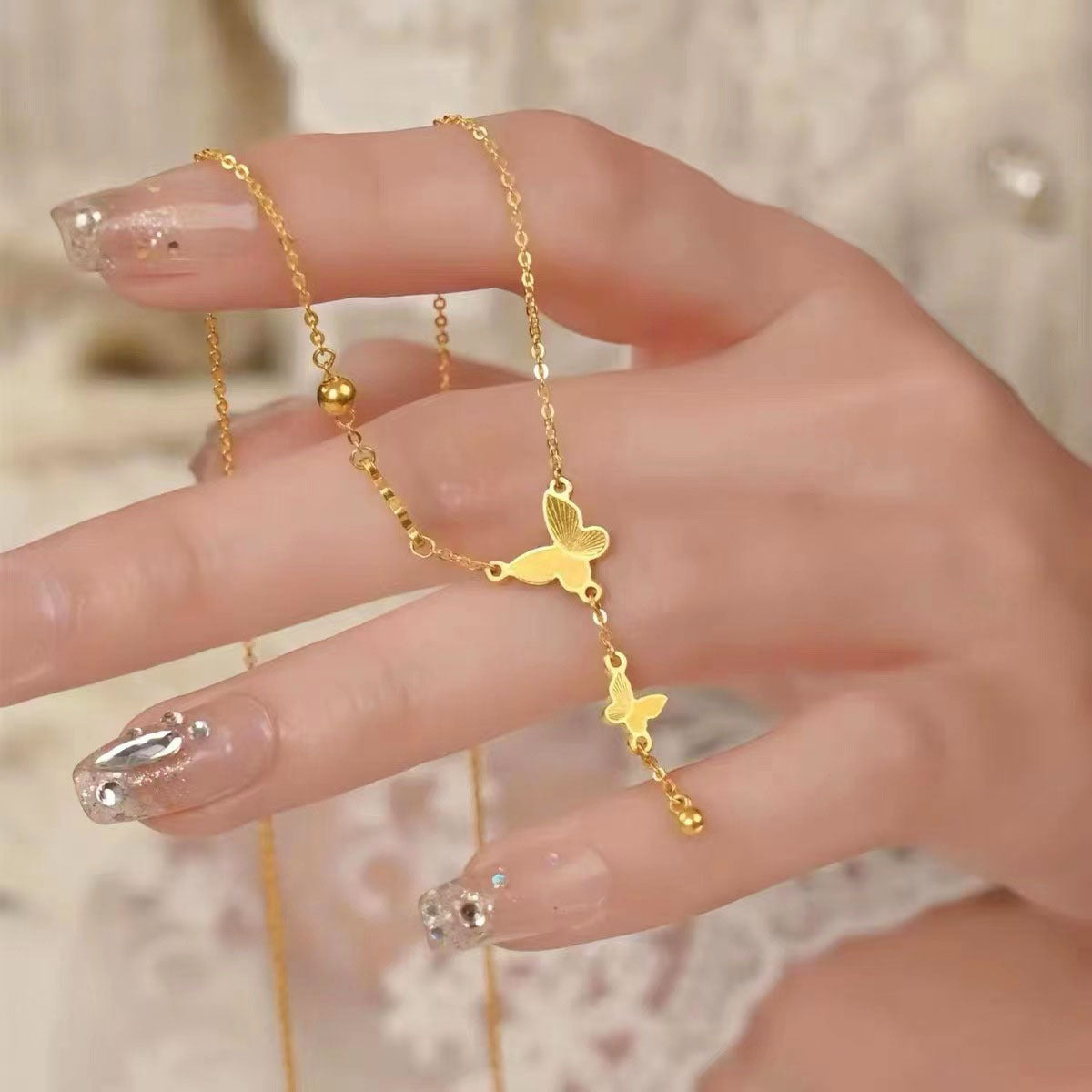 Wholesale titanium steel butterfly necklace