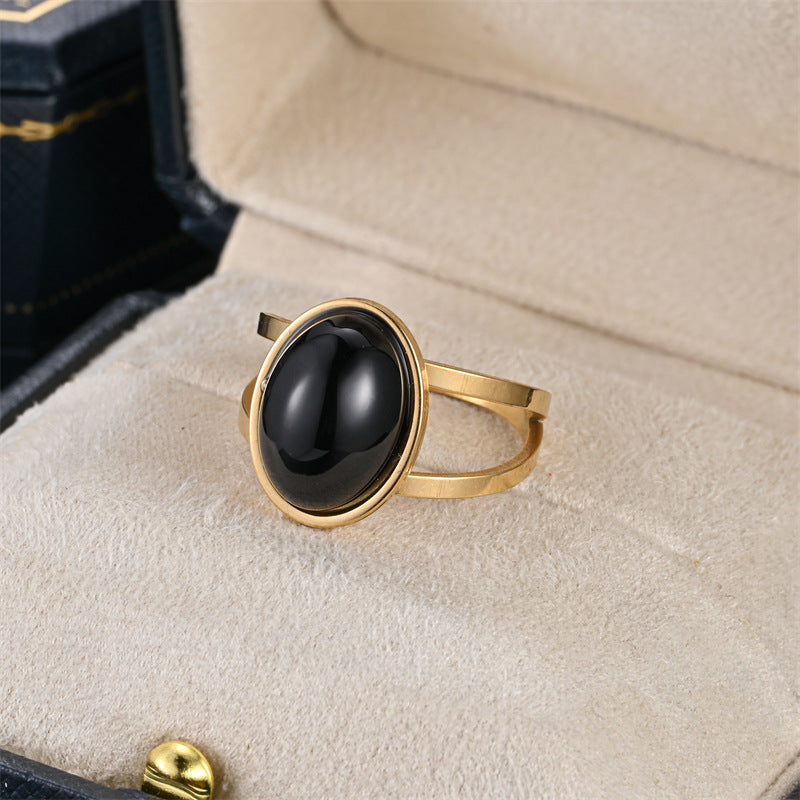 Wholesale Stainless steel natural cut stone ring